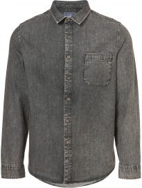 Topman Black Acid Wash Denim Shirt