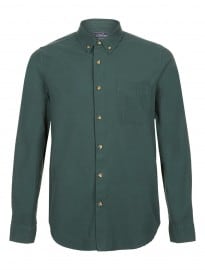 Topman Forest Green Twill Long Sleeve Shirt