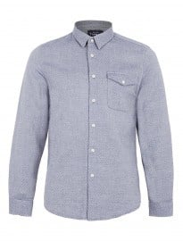 Topman Blue Quilted Long Sleeve Shirt
