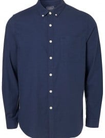 Topman Indigo Flannel Cotton Shirt