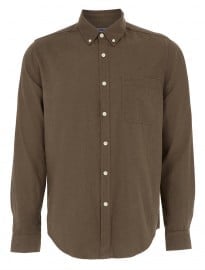Topman Khaki Flannel Cotton Shirt