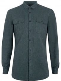 Topman Charcoal Dobby Cord Long Sleeve Casual Shirt