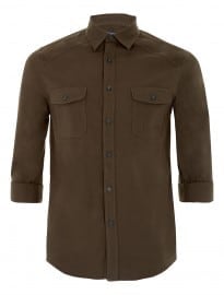Topman Long Sleeve Khaki Shirt