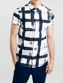 Topman White And Black Check Shirt
