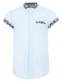 Topman Blue Floral Contrast Shirt