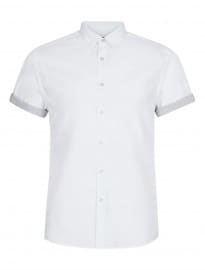 Topman White Grey Contrast Short Sleeve Smart Shirt