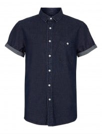 Topman Indigo Short Sleeve Denim Shirt