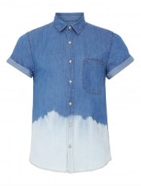 Topman Denim Dip Dye High Roller Shirt