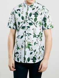 Topman Floral Print Short Sleeve Shirt