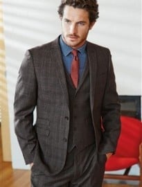 Brown Check Slim Fit Suit: Jacket
