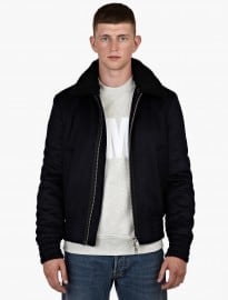 Ami Navy Wool Shearling Collar Jacket