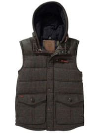 Grey Check Wool Blend Gilet