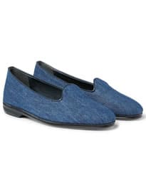 Rubinacci Leather-trimmed Denim Loafers