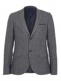 Topman Grey Checked Skinny Suit Jacket