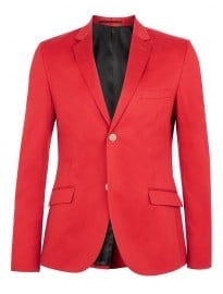 Topman Red Cotton Skinny Suit Jacket