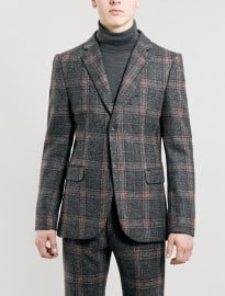 Topman Made In England Grey Check Heritage Fit Suit Jacket