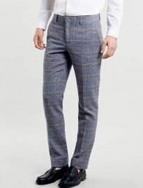Topman Multi Coloured Checked Suit Trousers