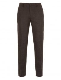 Topman Brown Herringbone Suit Trousers