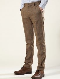 Topman Biscotti Check Skinny Suit Trousers
