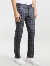 Topman Grey And Blue Check Skinny Suit Trousers