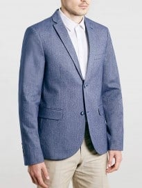 Topman Dark Blue Cotton Blazer