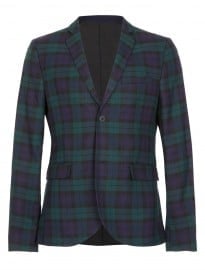 Topman Blue And Green Tartan Blazer