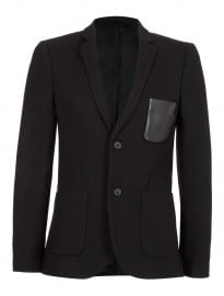 Topman Black Leather Look Pocket Blazer