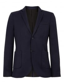 Topman Navy Textured Skinny Blazer