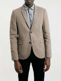 Topman Camel Flannel Skinny Blazer