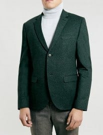 Topman Green Light Weight Skinny Fit Jersey Blazer