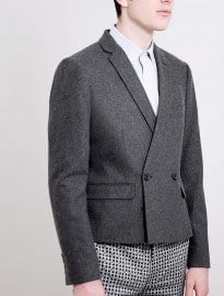 Topman Grey Flannel Cropped Blazer