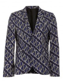 Topman Navy Batik Skinny Blazer