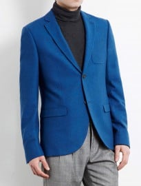 Topman Cobalt Flannel Skinny Blazer