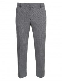 Topman Navy Grid Checked Cropped Trousers