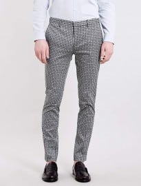 Topman Black And White Printed Ultra Skinny Trousers