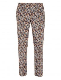 Topman Navy Printed Floral Trousers