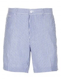 Topman Blue Seersucker Mid Shorts
