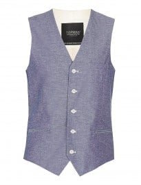 Topman Indigo Oxford Fleck Waistcoat