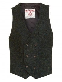 Topman Harris Tweed Green Waistcoat