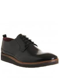 Poste Toro Wedge Derby Crepe Black Hi Shine Leather