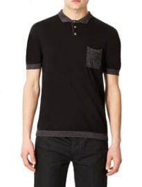 Topman Grey Knitted Short Sleeve Polo Shirt