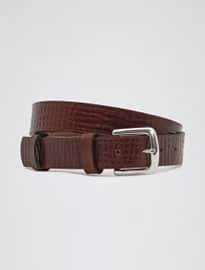 Reiss Huie Textured Leather Belt Tabacco