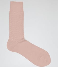 Reiss Reno Diamond Textured Socks Soft Pink
