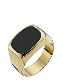 Together Bonded Silver & 9ct Gold Mens Onyx Ring