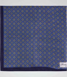 Reiss Rintaro Ditsy Flower Print Pocket Square Russian Blue