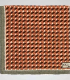 Reiss Cindersaur Geometric Cuboid Print Pocket Square Burnt Orange