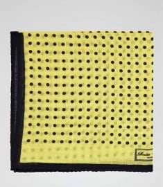 Reiss Hampton Micro Polka Dot Pocket Square Lemon