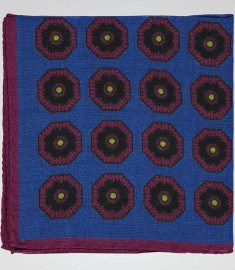 Reiss Poppy Poppy Print Pocket Square Russian Blue