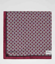 Reiss Abyss Chain Print Silk Pocket Square Cherry