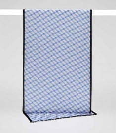 Reiss Bell Check Linen Scarf Blue